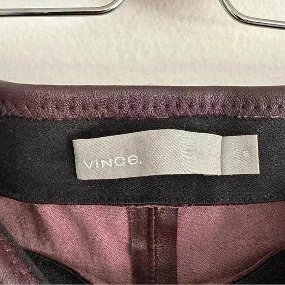 New Vince 100% Lamb Leather Skinny Slim Fit Pants Burgundy M - Picture 10 of 12